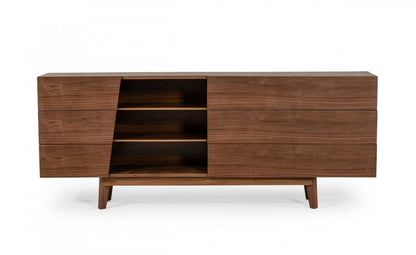 76" Brown Solid Wood Six Drawer Dresser