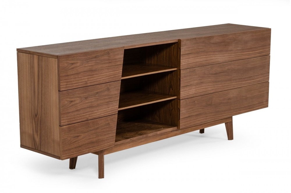 76" Brown Solid Wood Six Drawer Dresser