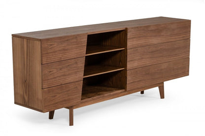 76" Brown Solid Wood Six Drawer Dresser