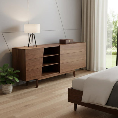 76" Brown Solid Wood Six Drawer Dresser
