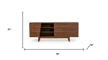 76" Brown Solid Wood Six Drawer Dresser