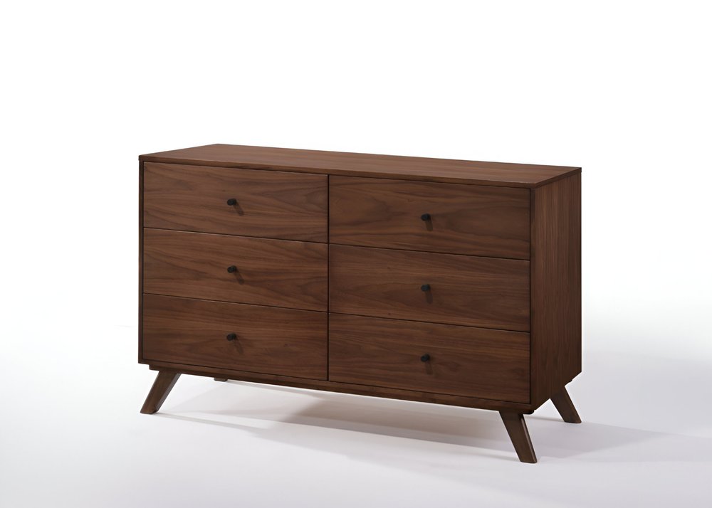 51" Brown Solid Wood Six Drawer Double Dresser