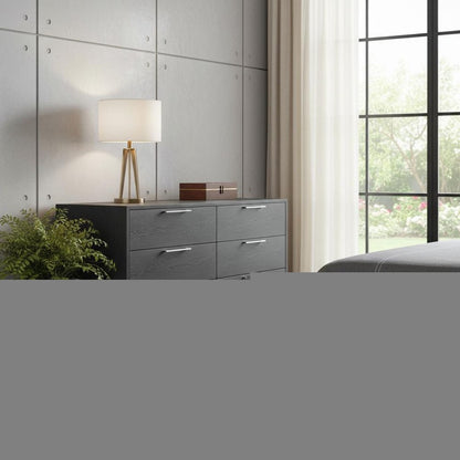 51" Grey Wash Solid Wood Six Drawer Double Dresser