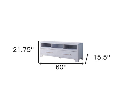 60" White Particle Board And Mdf Cabinet Enclosed Storage TV Stand