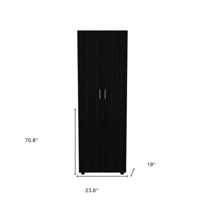 71" Black Wood Two Door Combo Dresser