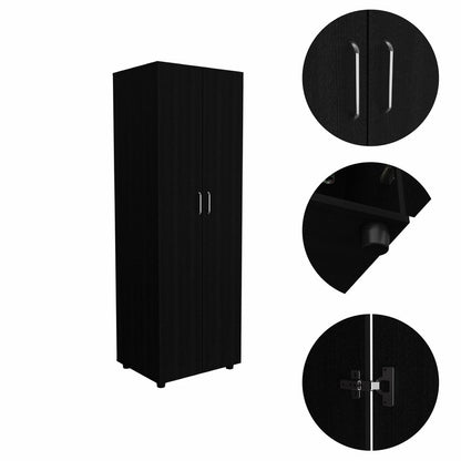 71" Black Wood Two Door Combo Dresser