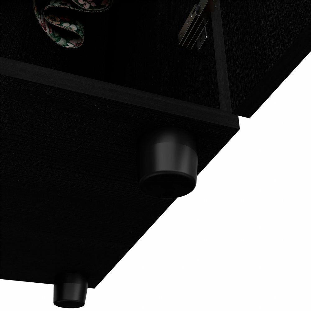 71" Black Wood Two Door Combo Dresser