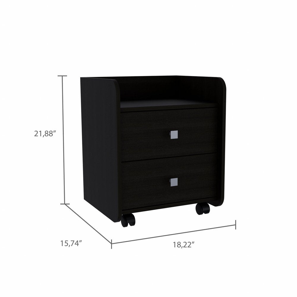 22" Wood Two Drawer Nightstand