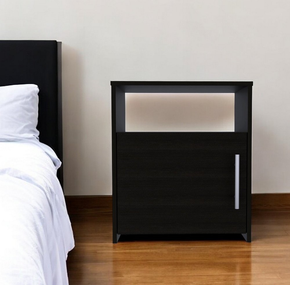 23" Black Wood Nightstand