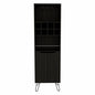 71" Black Tall Bar Cabinet with Two Door Panels and Top Wine Glass Rack