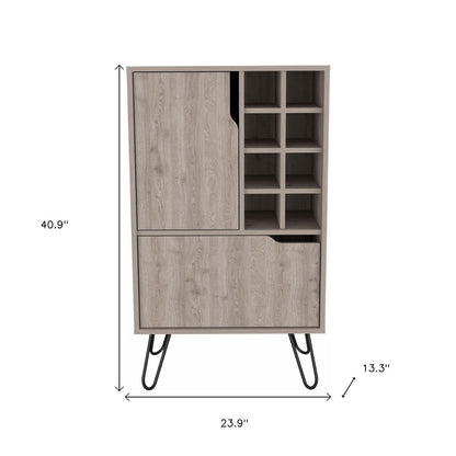 Light Gray Bar Cabinet with Two Door Panels
