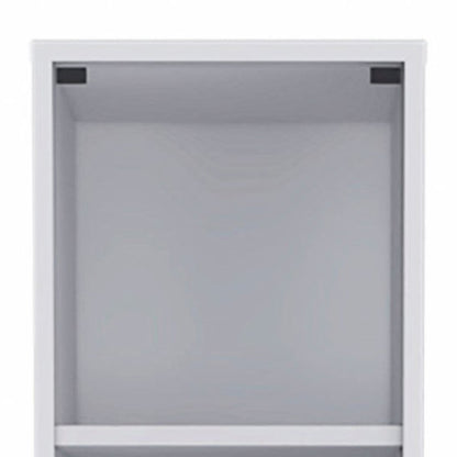 White Bathroom Storage Cabinet with Glass Door and Sliding Drawers