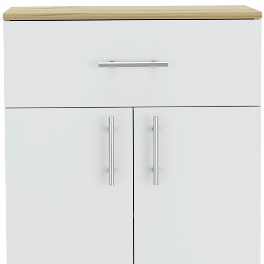 34" Light Oak and White Pantry Cabinet