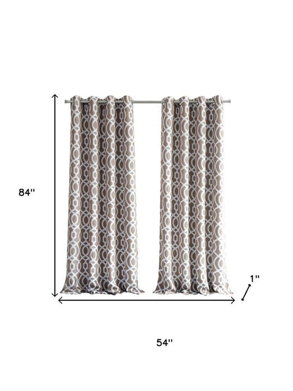 84" Taupe Trellis Black Out Window Curtain Panel