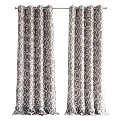 84" Taupe Trellis Black Out Window Curtain Panel