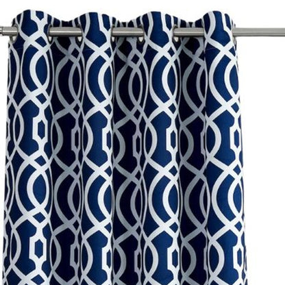 84" Navy Blue Trellis Black Out Window Curtain Panel