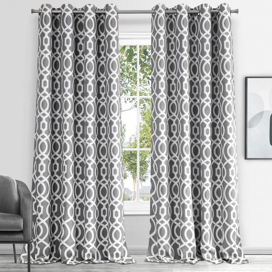 84" Gray Trellis Black Out Window Curtain Panel