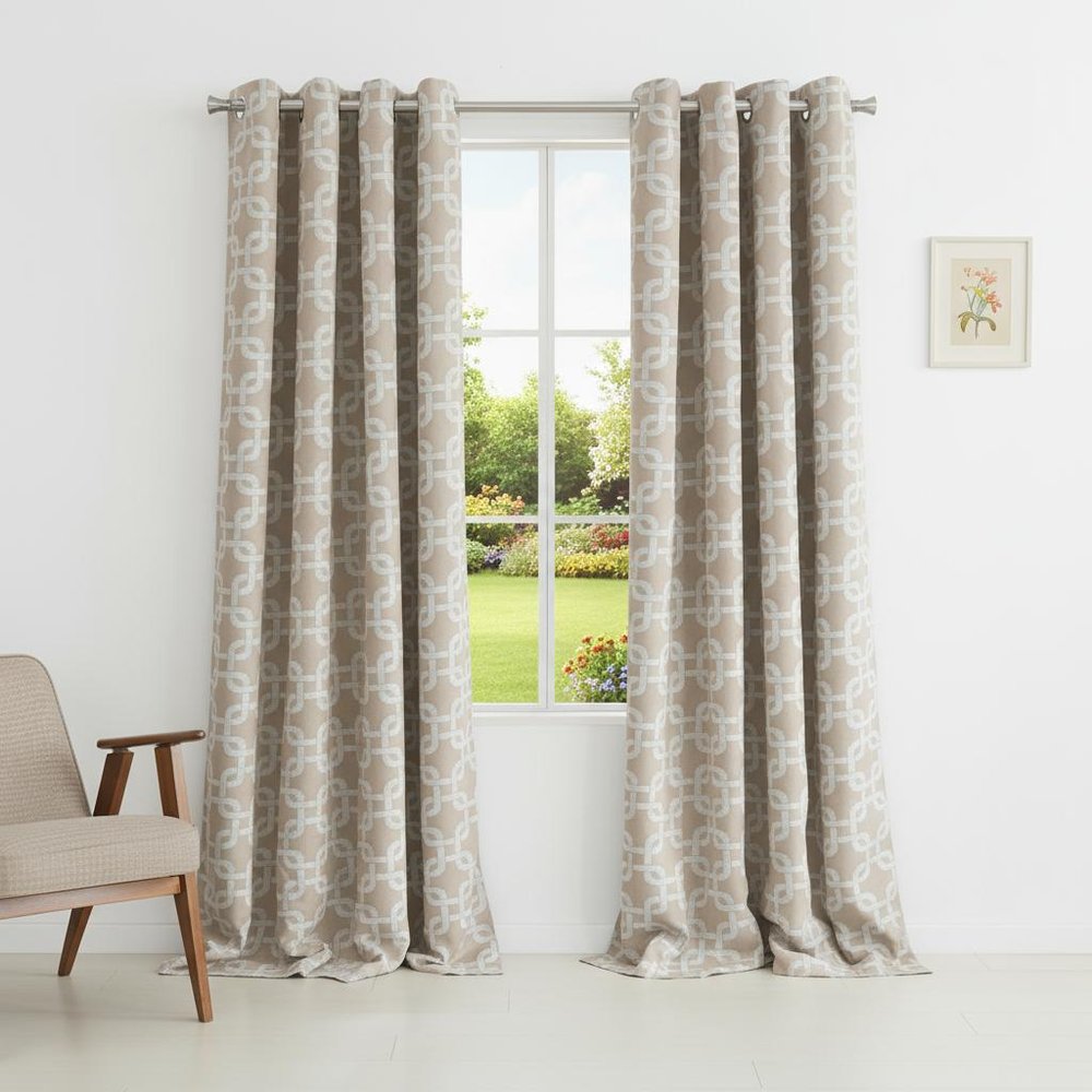 84” Sand Interlock Pattern Window Curtain Panel
