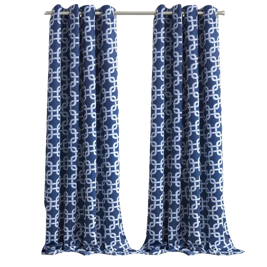 84” Navy Interlock Pattern Window Curtain Panel