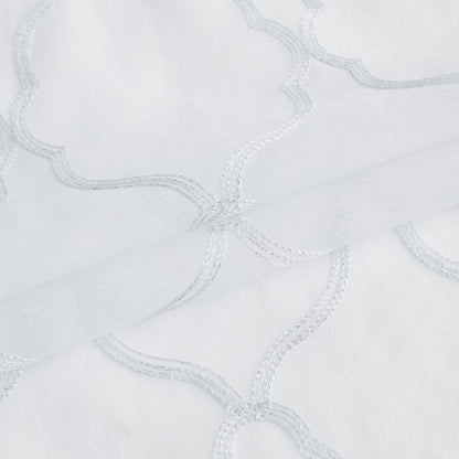 84” White Trellis Pattern Embroidered Window Curtain Panel