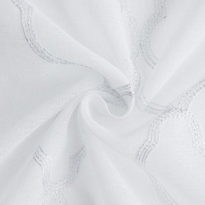 84” White Trellis Pattern Embroidered Window Curtain Panel