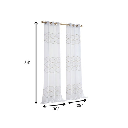 Set of Two 84"  Gold Wave Embroidered Window Panels