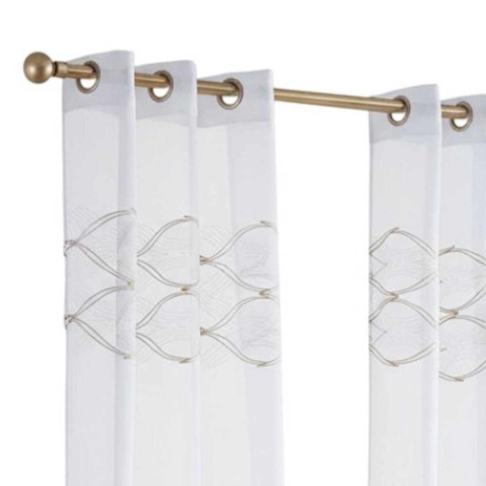 Set of Two 84"  Gold Wave Embroidered Window Panels