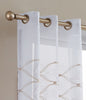 Set of Two 96" Gold and White SemiSheer Curtains
