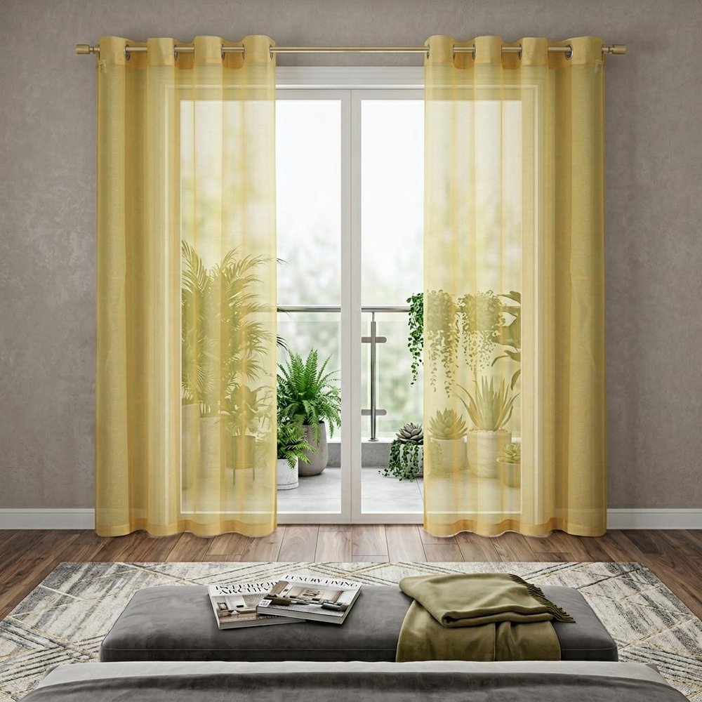 Set of Two 84"  Gold Solid Modern Window Panels
