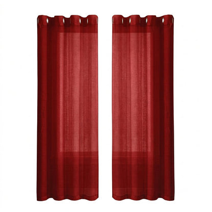 Set of Two 84"  Red Solid Modern Window Panels
