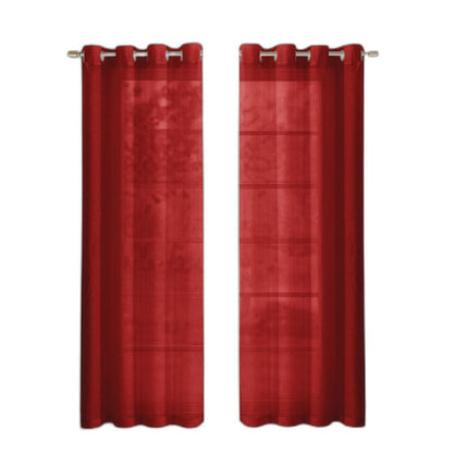 Set of Two 84"  Red Solid Modern Window Panels