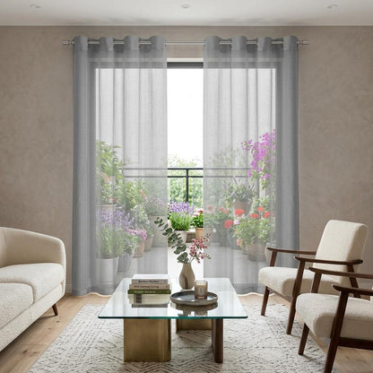 Set of Two 84"  Silver Solid Modern Window Panels
