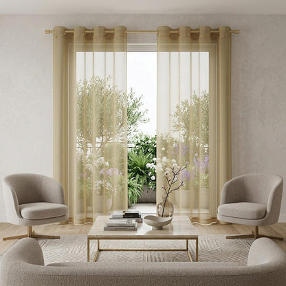 Set of Two 84"  Tan Solid Modern Window Panels