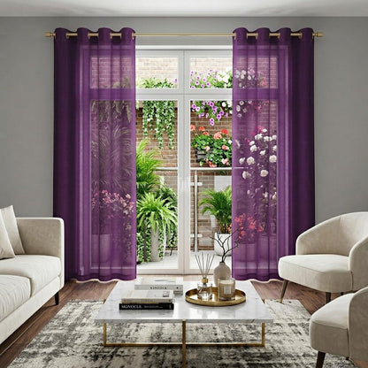 Set of Two 84"  Purple Solid Modern Window Panels