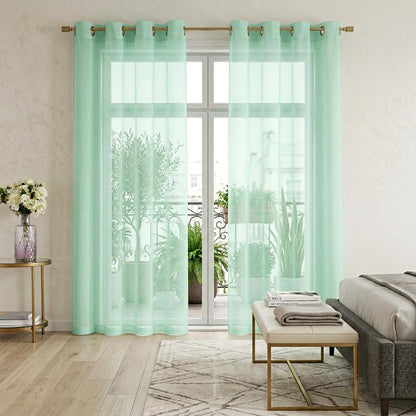 Set of Two 84"  Aqua Solid Modern Window Panels