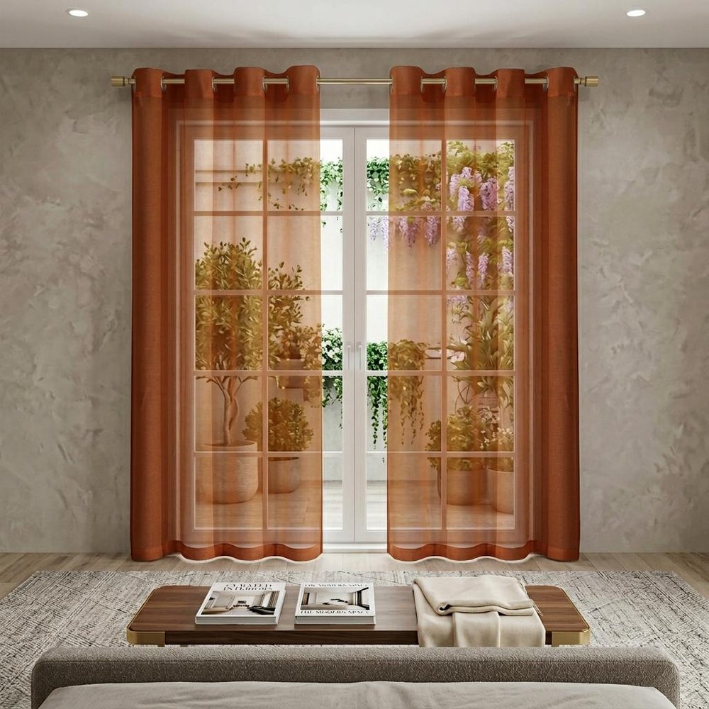 Set of Two 84"  Rust Solid Modern Window Panels