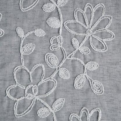 Set of Two 96"  Silver Floral Embroidered Window Panels