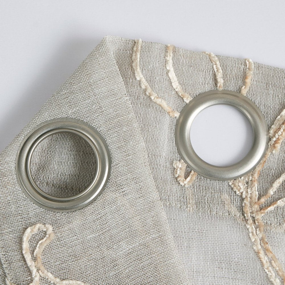 Set of Two 84" Beige Boho Embroidered Window Panels