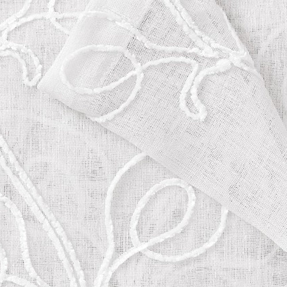 Set of Two 96"  White Boho Embroidered Window Panels