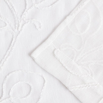 Set of Two 96"  White Boho Embroidered Window Panels