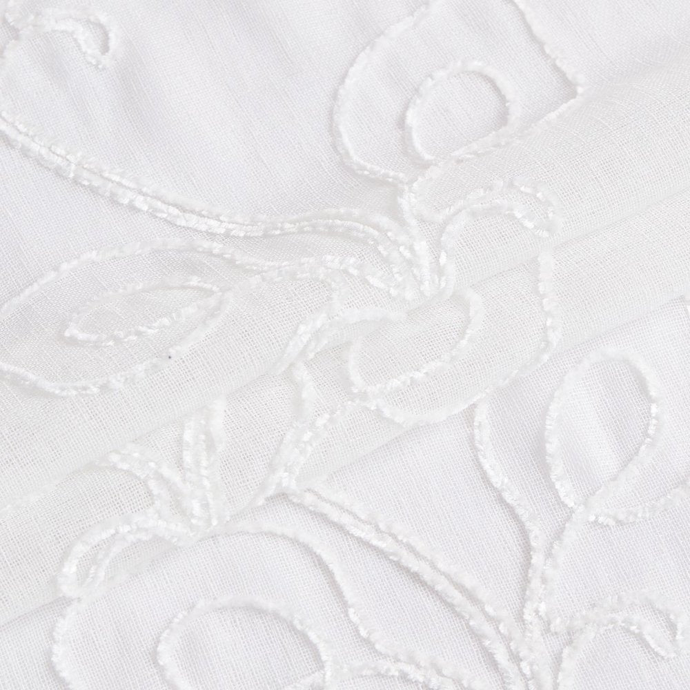 Set of Two 96"  White Boho Embroidered Window Panels