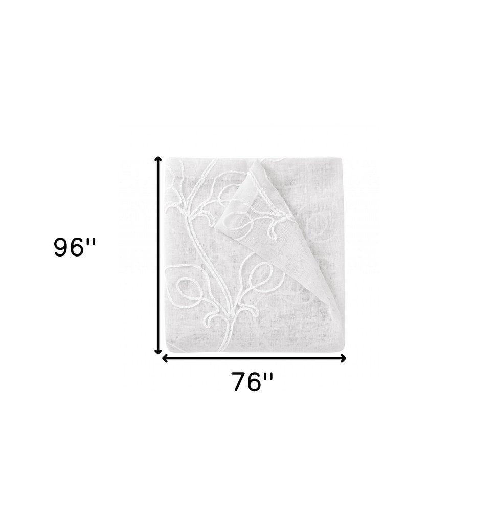 Set of Two 96"  White Boho Embroidered Window Panels