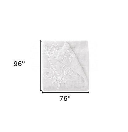 Set of Two 96"  White Boho Embroidered Window Panels