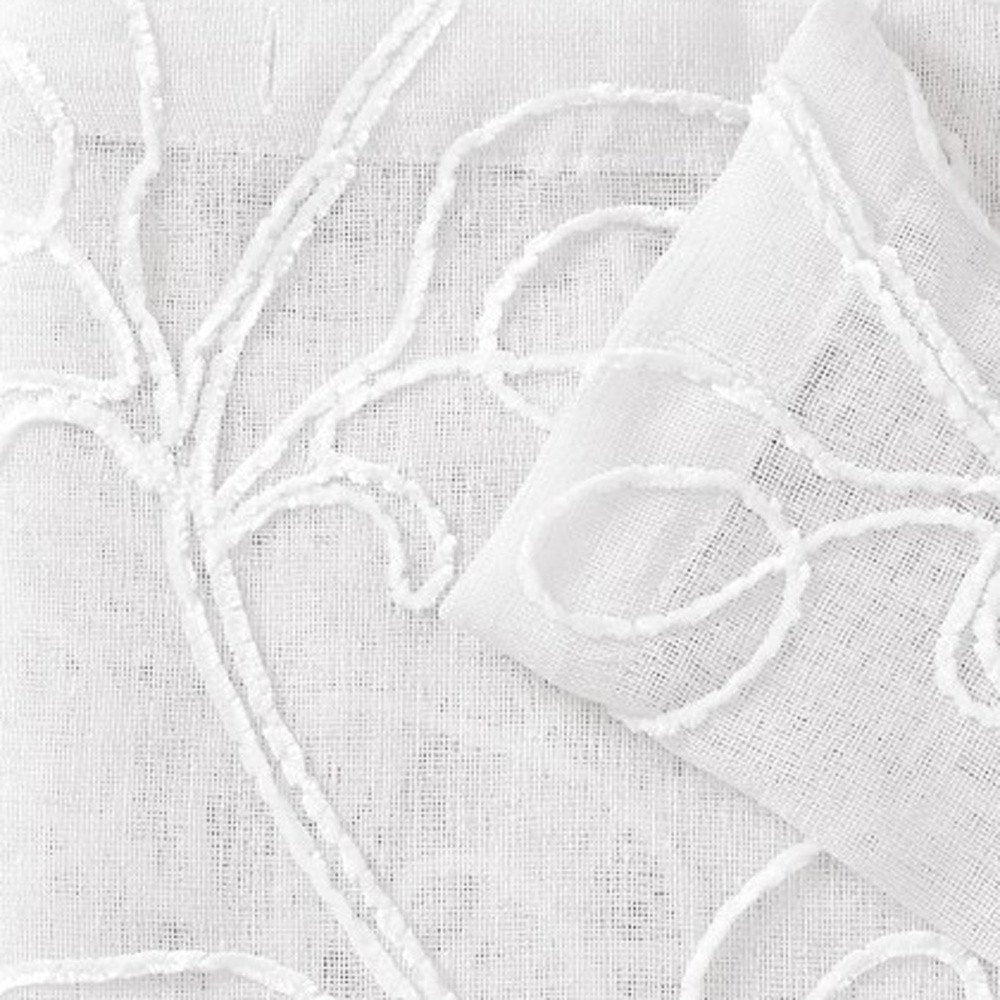 Set of Two 96.00" White Semi-Sheer Curtains