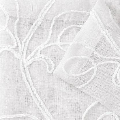 Set of Two 96.00" White Semi-Sheer Curtains