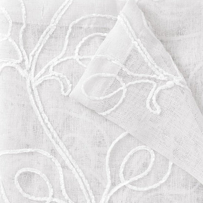 Set of Two 96.00" White Semi-Sheer Curtains