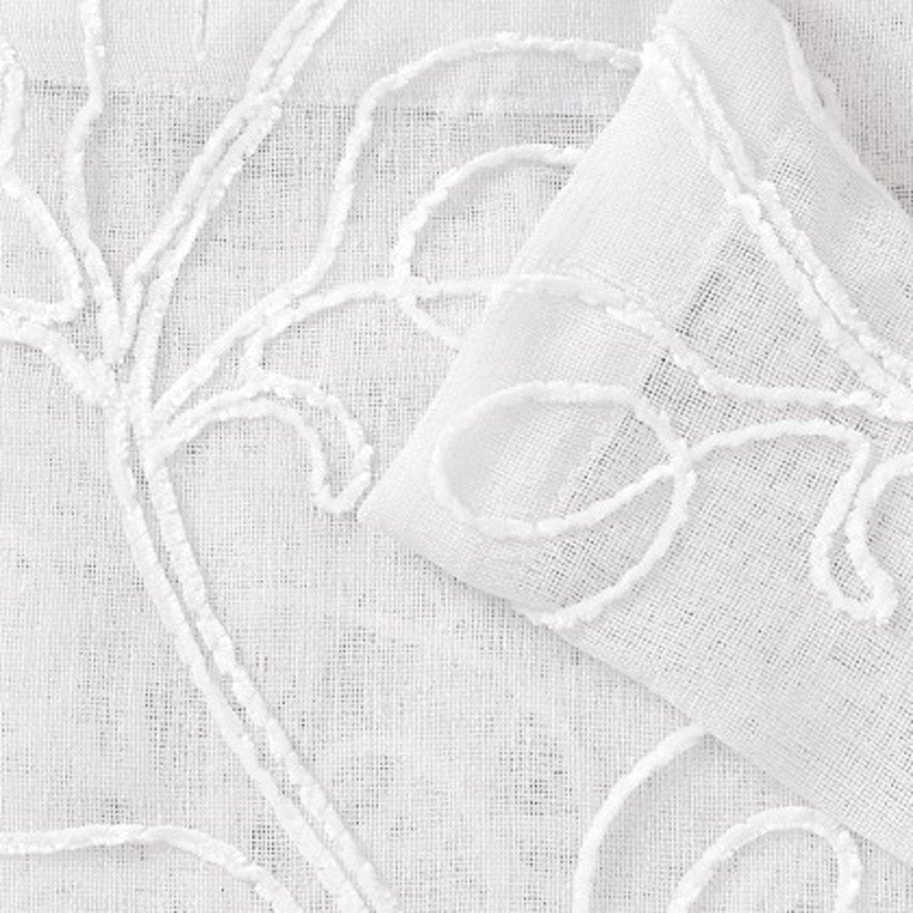 Set of Two 96.00" White Semi-Sheer Curtains