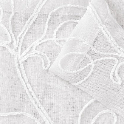 Set of Two 96.00" White Semi-Sheer Curtains