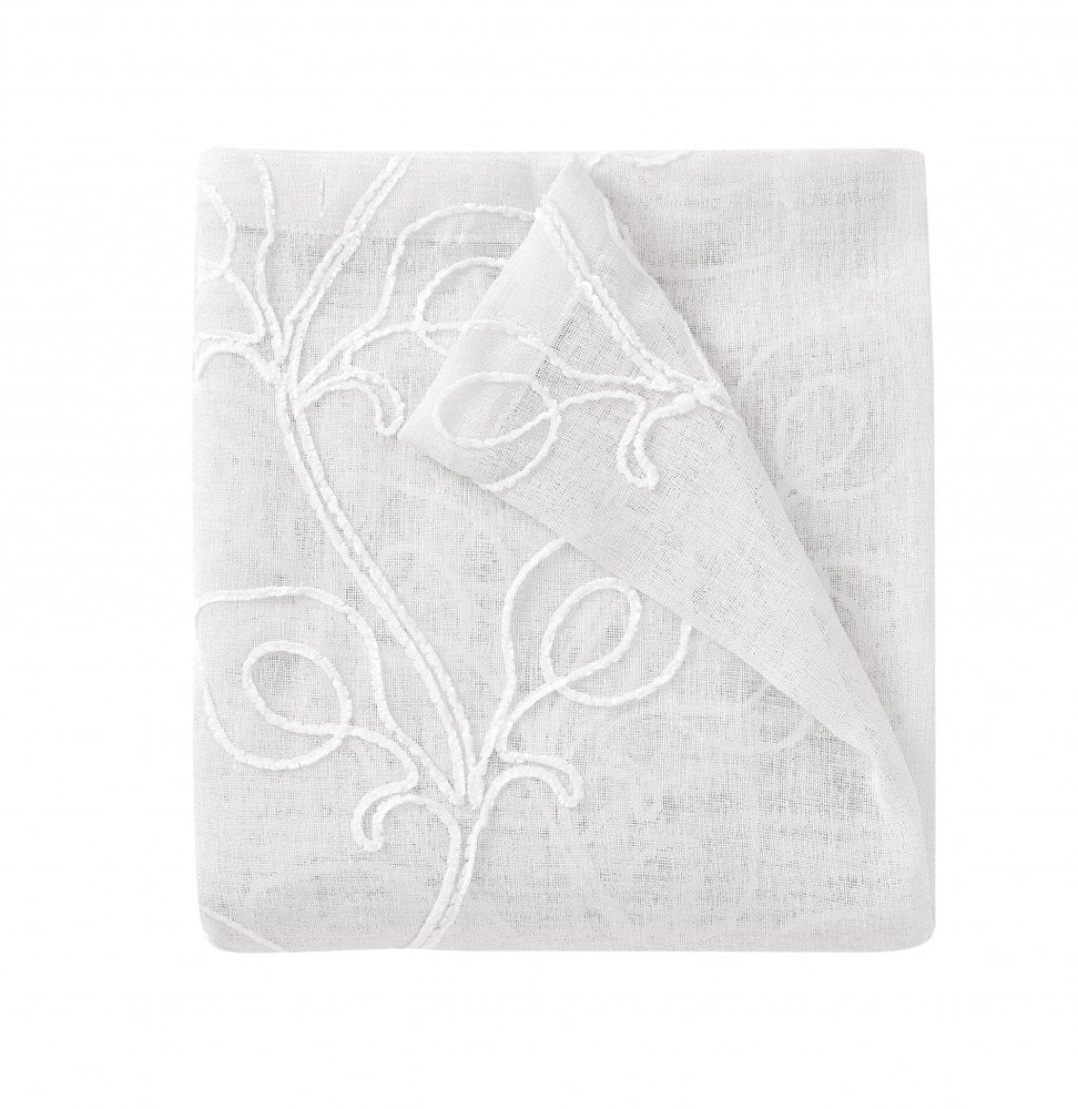Set of Two 96.00" White Semi-Sheer Curtains