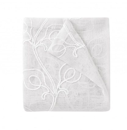 Set of Two 96.00" White Semi-Sheer Curtains